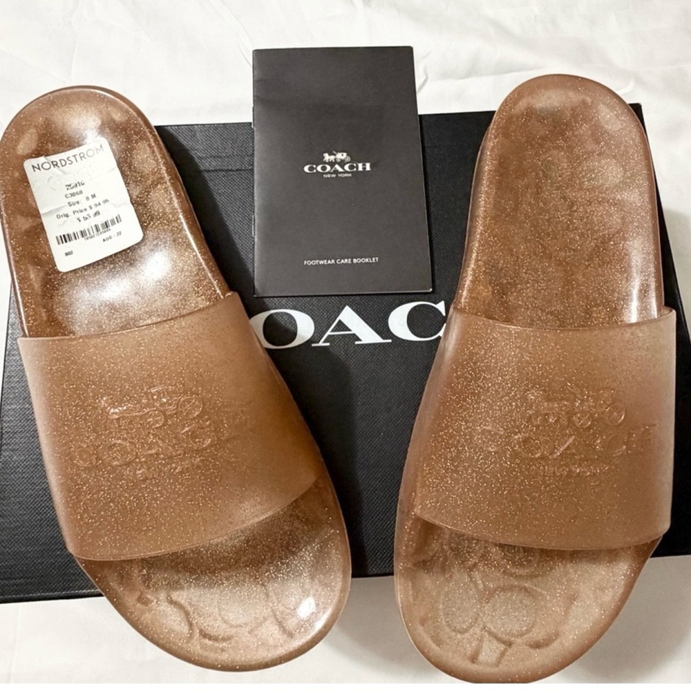 NEW COACH ULYSSA SLIDES SIZE 8 DARK GOLD!!